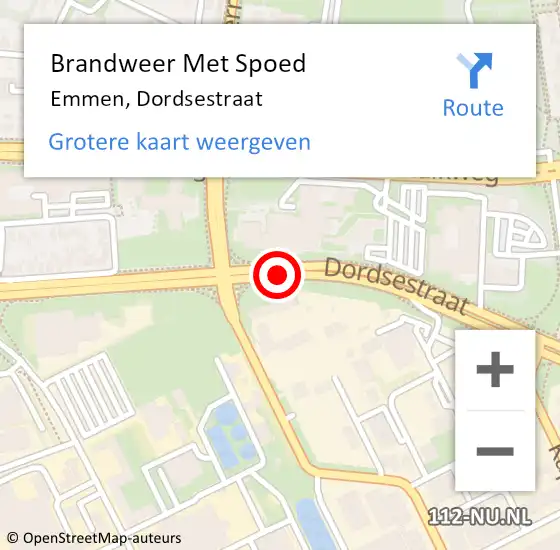 Locatie op kaart van de 112 melding: Brandweer Met Spoed Naar Emmen, Dordsestraat op 15 mei 2020 11:33