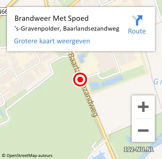 Locatie op kaart van de 112 melding: Brandweer Met Spoed Naar 's-Gravenpolder, Baarlandsezandweg op 15 mei 2020 17:34