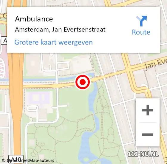 Locatie op kaart van de 112 melding: Ambulance Amsterdam, Jan Evertsenstraat op 15 mei 2020 18:16