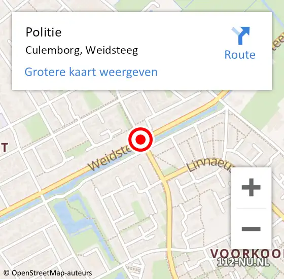 Locatie op kaart van de 112 melding: Politie Culemborg, Weidsteeg op 15 mei 2020 18:28