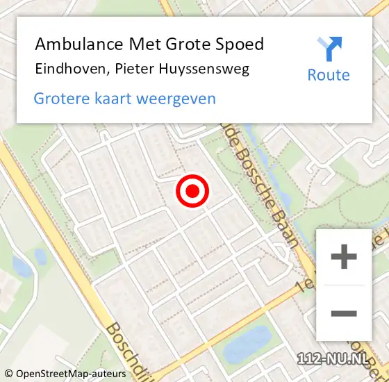Locatie op kaart van de 112 melding: Ambulance Met Grote Spoed Naar Eindhoven, Pieter Huyssensweg op 15 mei 2020 19:33