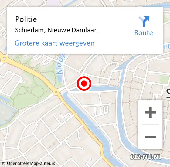 Locatie op kaart van de 112 melding: Politie Schiedam, Nieuwe Damlaan op 15 mei 2020 20:27