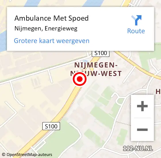 Locatie op kaart van de 112 melding: Ambulance Met Spoed Naar Nijmegen, Energieweg op 16 mei 2020 07:55