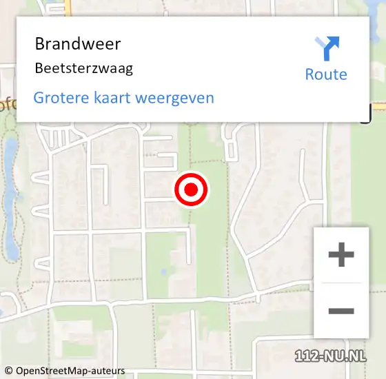 Locatie op kaart van de 112 melding: Brandweer Beetsterzwaag op 16 mei 2020 08:49