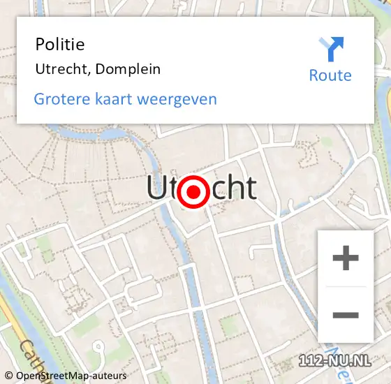 Locatie op kaart van de 112 melding: Politie Utrecht, Domplein op 16 mei 2020 11:20