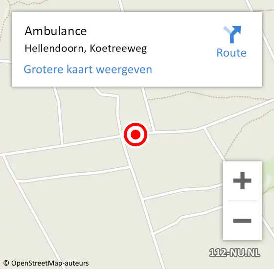 Locatie op kaart van de 112 melding: Ambulance Hellendoorn, Koetreeweg op 16 mei 2020 16:25