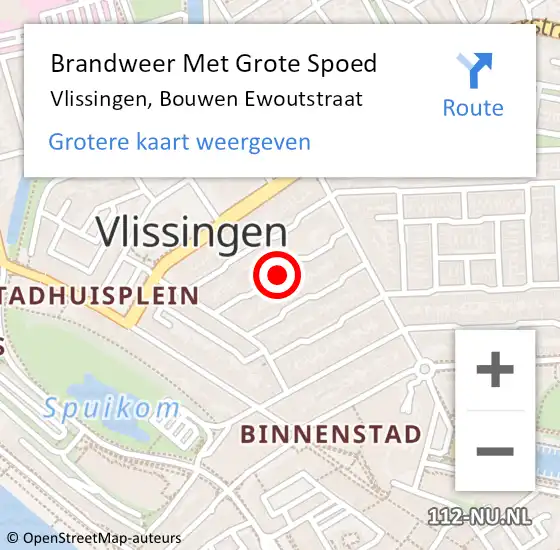 Locatie op kaart van de 112 melding: Brandweer Met Grote Spoed Naar Vlissingen, Bouwen Ewoutstraat op 16 mei 2020 18:43