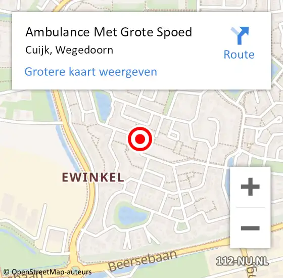 Locatie op kaart van de 112 melding: Ambulance Met Grote Spoed Naar Cuijk, Wegedoorn op 17 mei 2020 12:58