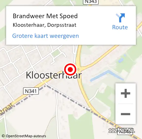 Locatie op kaart van de 112 melding: Brandweer Met Spoed Naar Kloosterhaar, Dorpsstraat op 17 mei 2020 14:27