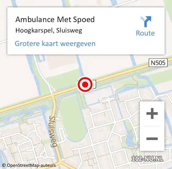Locatie op kaart van de 112 melding: Ambulance Met Spoed Naar Hoogkarspel, Sluisweg op 17 mei 2020 16:06