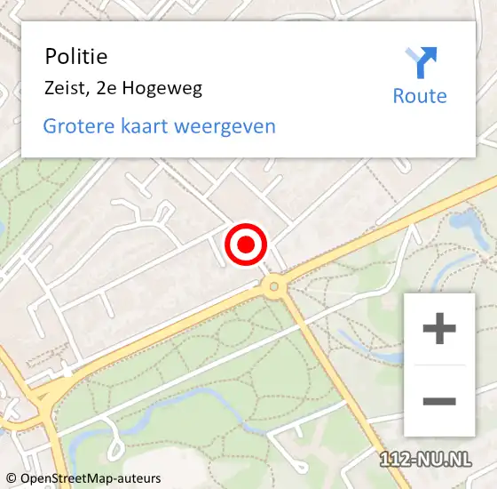Locatie op kaart van de 112 melding: Politie Zeist, 2e Hogeweg op 17 mei 2020 16:33