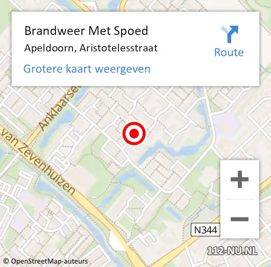Locatie op kaart van de 112 melding: Brandweer Met Spoed Naar Apeldoorn, Aristotelesstraat op 17 mei 2020 20:16