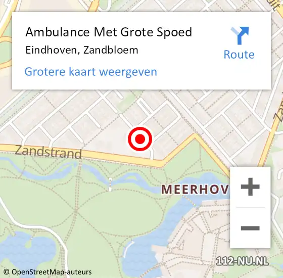Locatie op kaart van de 112 melding: Ambulance Met Grote Spoed Naar Eindhoven, Zandbloem op 17 mei 2020 22:20
