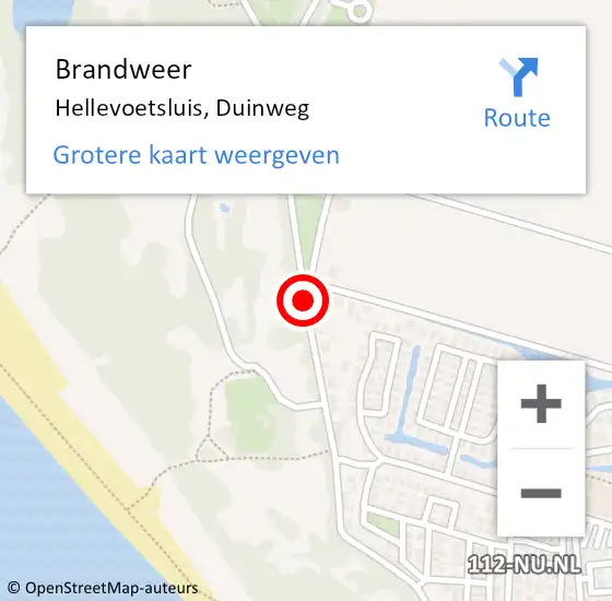 Locatie op kaart van de 112 melding: Brandweer Hellevoetsluis, Duinweg op 17 mei 2020 23:45