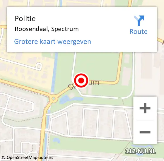 Locatie op kaart van de 112 melding: Politie Roosendaal, Spectrum op 18 mei 2020 08:25