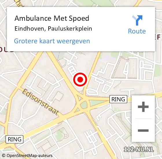 Locatie op kaart van de 112 melding: Ambulance Met Spoed Naar Eindhoven, Pauluskerkplein op 18 mei 2020 10:47