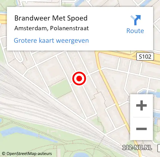 Locatie op kaart van de 112 melding: Brandweer Met Spoed Naar Amsterdam, Polanenstraat op 18 mei 2020 10:51