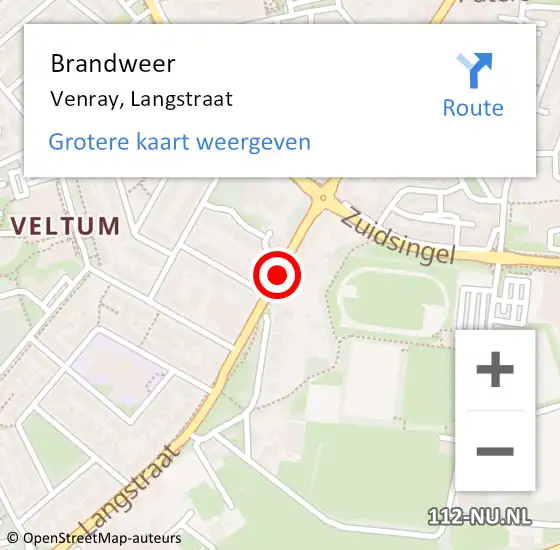 Locatie op kaart van de 112 melding: Brandweer Venray, Langstraat op 18 mei 2020 13:27