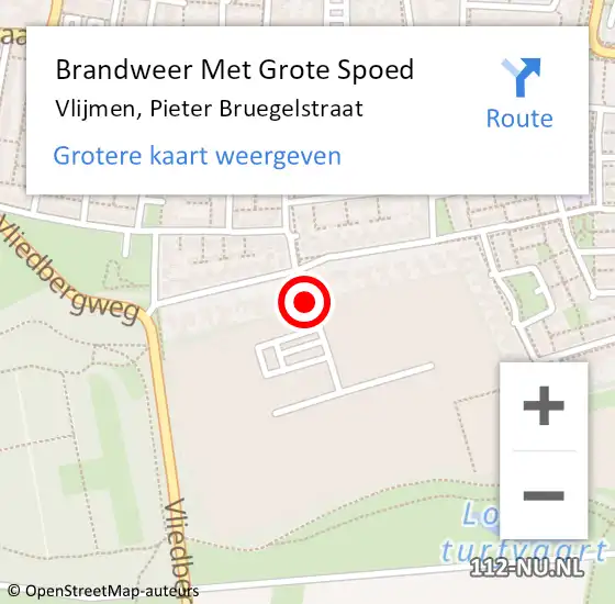 Locatie op kaart van de 112 melding: Brandweer Met Grote Spoed Naar Vlijmen, Pieter Bruegelstraat op 18 mei 2020 15:34