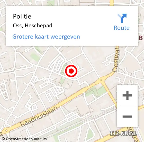 Locatie op kaart van de 112 melding: Politie Oss, Heschepad op 18 mei 2020 17:48