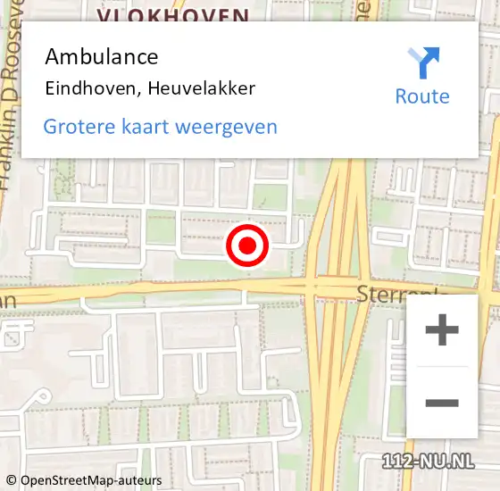 Locatie op kaart van de 112 melding: Ambulance Eindhoven, Heuvelakker op 19 mei 2020 05:49