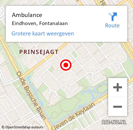 Locatie op kaart van de 112 melding: Ambulance Eindhoven, Fontanalaan op 19 mei 2020 09:45