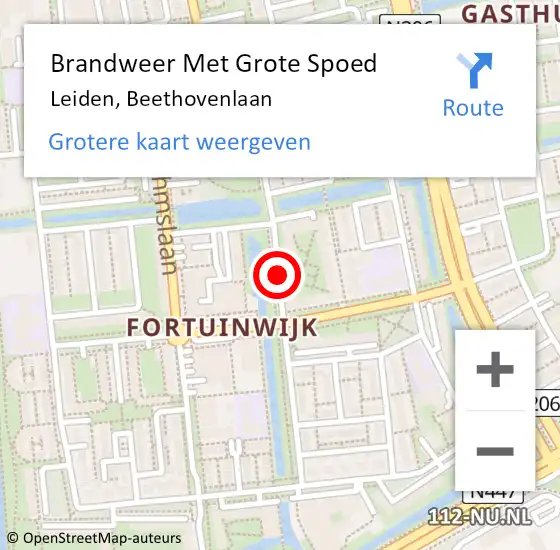 Locatie op kaart van de 112 melding: Brandweer Met Grote Spoed Naar Leiden, Beethovenlaan op 19 mei 2020 11:33