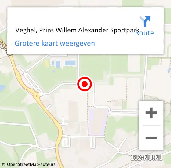 Locatie op kaart van de 112 melding:  Veghel, Prins Willem Alexander Sportpark op 19 mei 2020 12:28