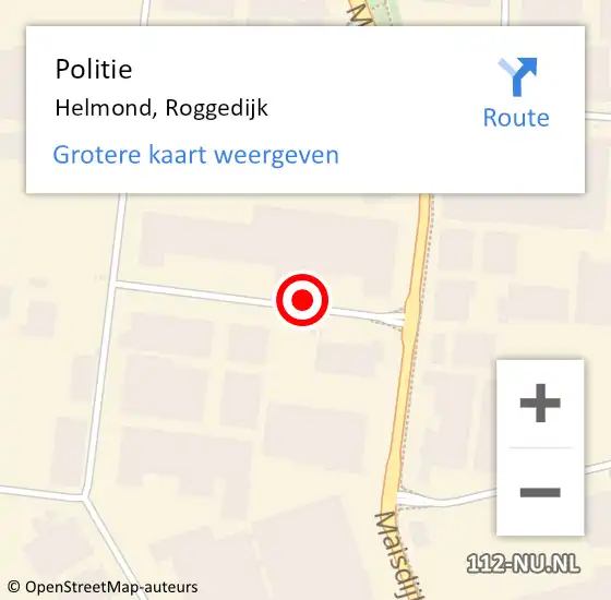 Locatie op kaart van de 112 melding: Politie Helmond, Roggedijk op 19 mei 2020 15:24