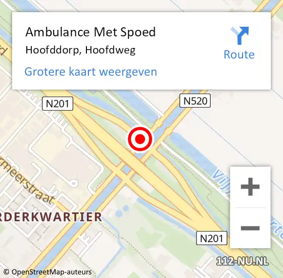 Locatie op kaart van de 112 melding: Ambulance Met Spoed Naar Hoofddorp, Hoofdweg op 19 mei 2020 17:20