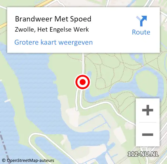 Locatie op kaart van de 112 melding: Brandweer Met Spoed Naar Zwolle, Het Engelse Werk op 19 mei 2020 21:13