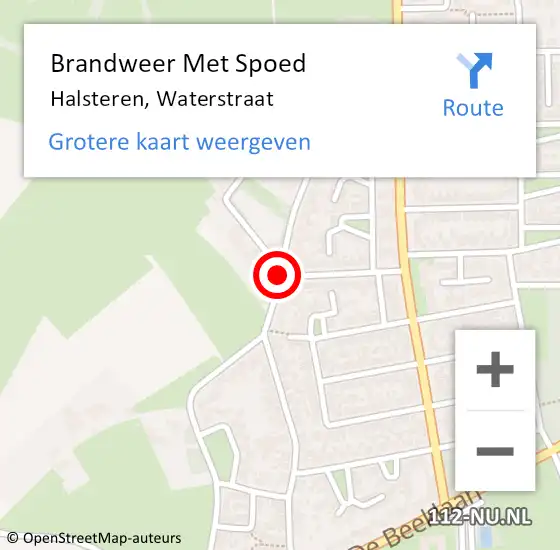 Locatie op kaart van de 112 melding: Brandweer Met Spoed Naar Halsteren, Waterstraat op 20 mei 2020 10:53