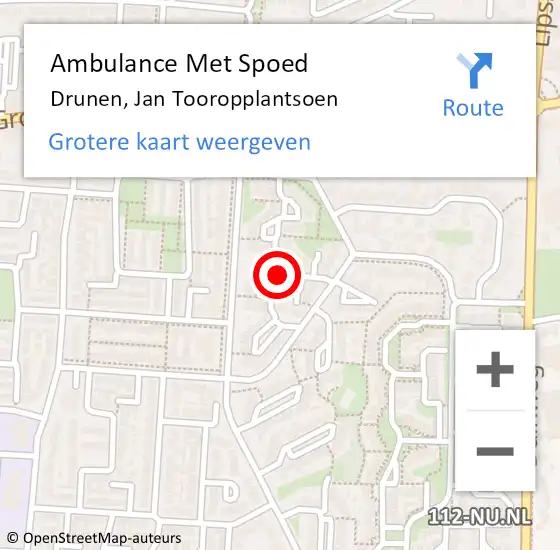 Locatie op kaart van de 112 melding: Ambulance Met Spoed Naar Drunen, Jan Tooropplantsoen op 20 mei 2020 12:52