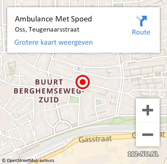 Locatie op kaart van de 112 melding: Ambulance Met Spoed Naar Oss, Teugenaarsstraat op 20 mei 2020 22:48