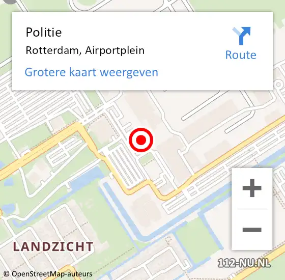 Locatie op kaart van de 112 melding: Politie Rotterdam, Airportplein op 20 mei 2020 23:17