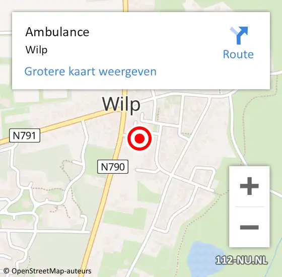Locatie op kaart van de 112 melding: Ambulance Wilp op 21 mei 2020 05:20