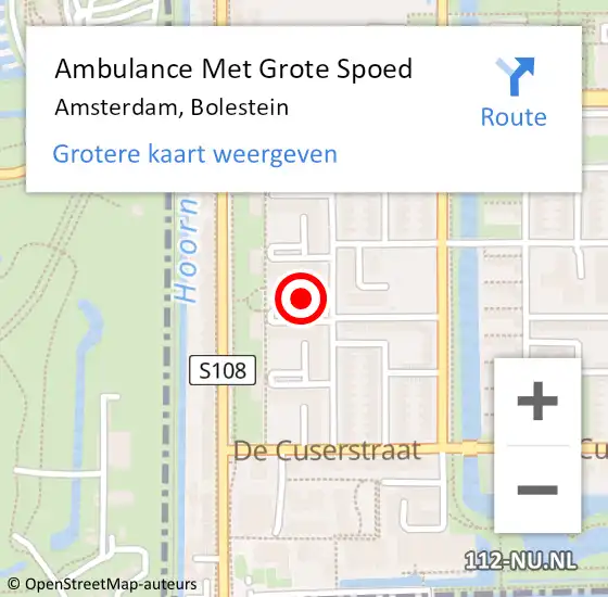 Locatie op kaart van de 112 melding: Ambulance Met Grote Spoed Naar Amsterdam, Bolestein op 21 mei 2020 08:52