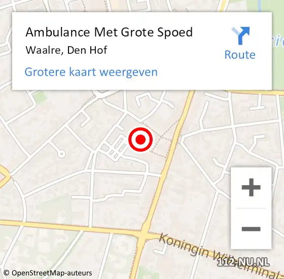 Locatie op kaart van de 112 melding: Ambulance Met Grote Spoed Naar Waalre, Den Hof op 21 mei 2020 14:58