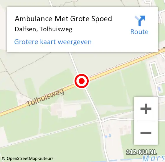 Locatie op kaart van de 112 melding: Ambulance Met Grote Spoed Naar Dalfsen, Tolhuisweg op 21 mei 2020 15:06