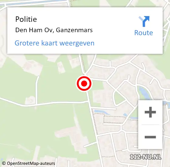 Locatie op kaart van de 112 melding: Politie Den Ham Ov, Ganzenmars op 21 mei 2020 16:38