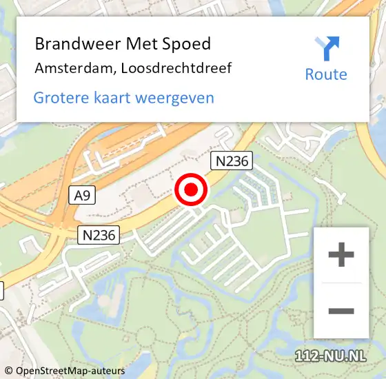 Locatie op kaart van de 112 melding: Brandweer Met Spoed Naar Amsterdam, Loosdrechtdreef op 21 mei 2020 21:24