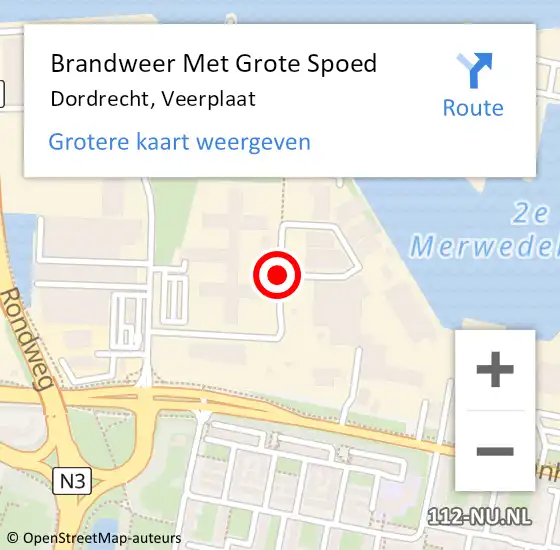 Locatie op kaart van de 112 melding: Brandweer Met Grote Spoed Naar Dordrecht, Veerplaat op 21 mei 2020 23:06
