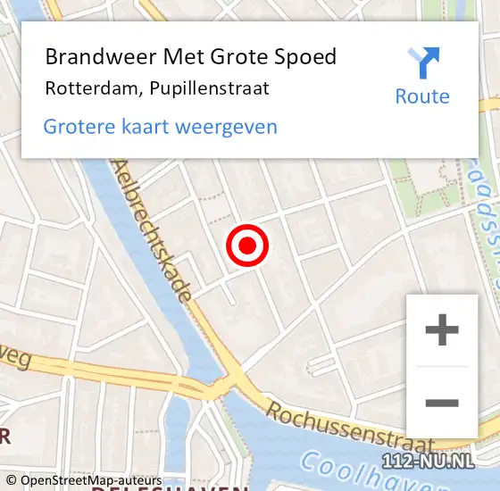Locatie op kaart van de 112 melding: Brandweer Met Grote Spoed Naar Rotterdam, Pupillenstraat op 22 mei 2020 01:05