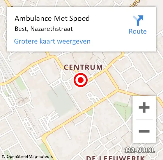Locatie op kaart van de 112 melding: Ambulance Met Spoed Naar Best, Nazarethstraat op 22 mei 2020 08:57