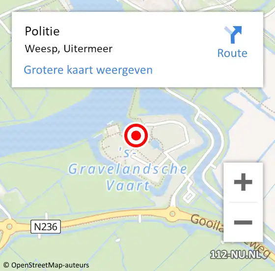 Locatie op kaart van de 112 melding: Politie Weesp, Uitermeer op 22 mei 2020 09:01