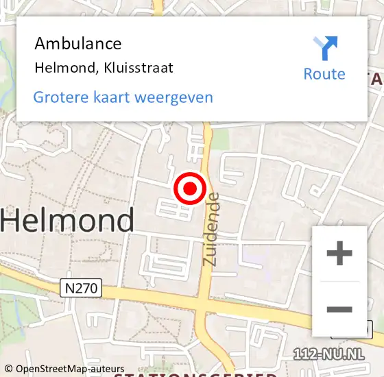 Locatie op kaart van de 112 melding: Ambulance Helmond, Kluisstraat op 22 mei 2020 09:10