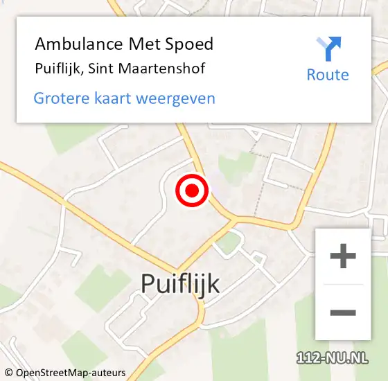 Locatie op kaart van de 112 melding: Ambulance Met Spoed Naar Puiflijk, Sint Maartenshof op 22 mei 2020 10:10