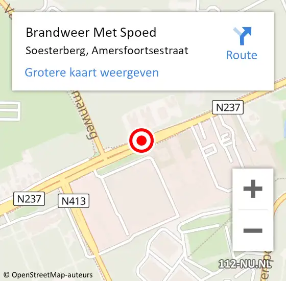 Locatie op kaart van de 112 melding: Brandweer Met Spoed Naar Soesterberg, Amersfoortsestraat op 22 mei 2020 13:09
