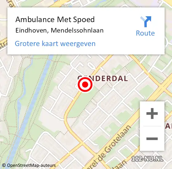 Locatie op kaart van de 112 melding: Ambulance Met Spoed Naar Eindhoven, Mendelssohnlaan op 22 mei 2020 13:53