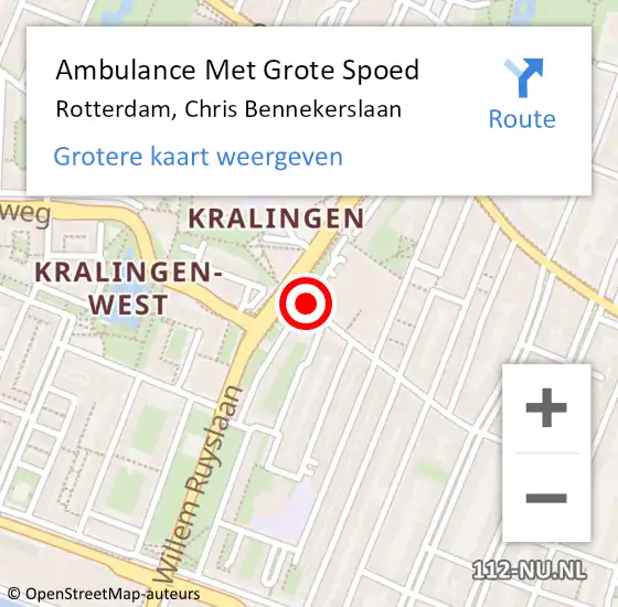 Locatie op kaart van de 112 melding: Ambulance Met Grote Spoed Naar Rotterdam, Chris Bennekerslaan op 22 mei 2020 15:48